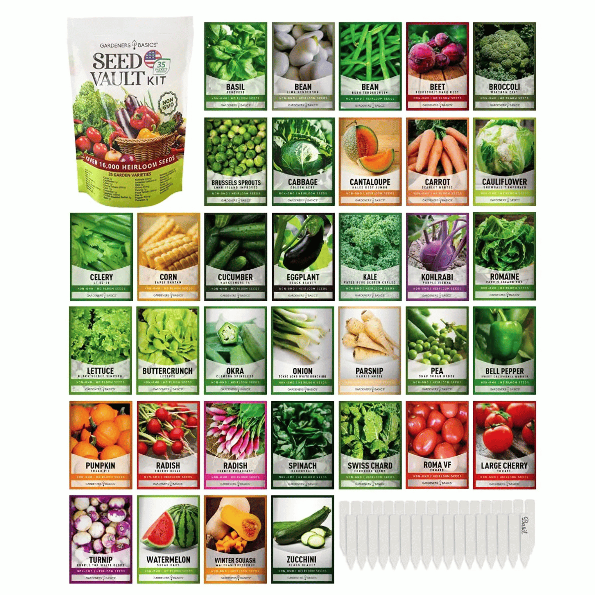 Survival Garden Set – 35 Organic Varieties, 16,000+ Seeds