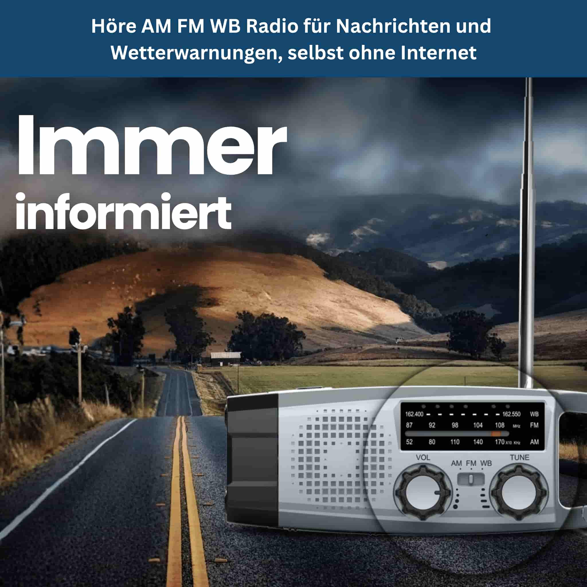 StormGuard 2000 – Solar Emergency Radio with Crank, Light & SOS