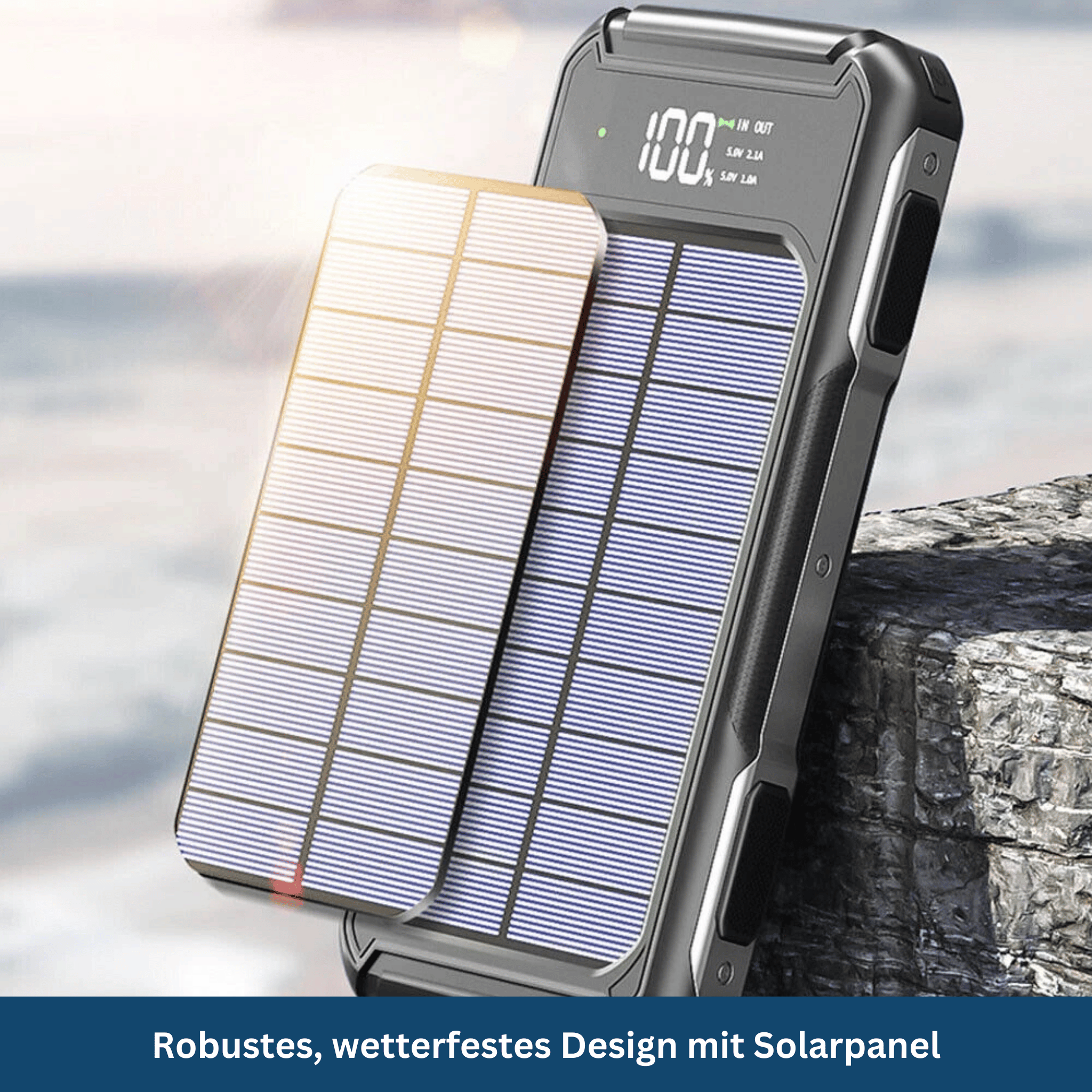 SolarCharge 20K – Powerful Powerbank with Cable & LED Display