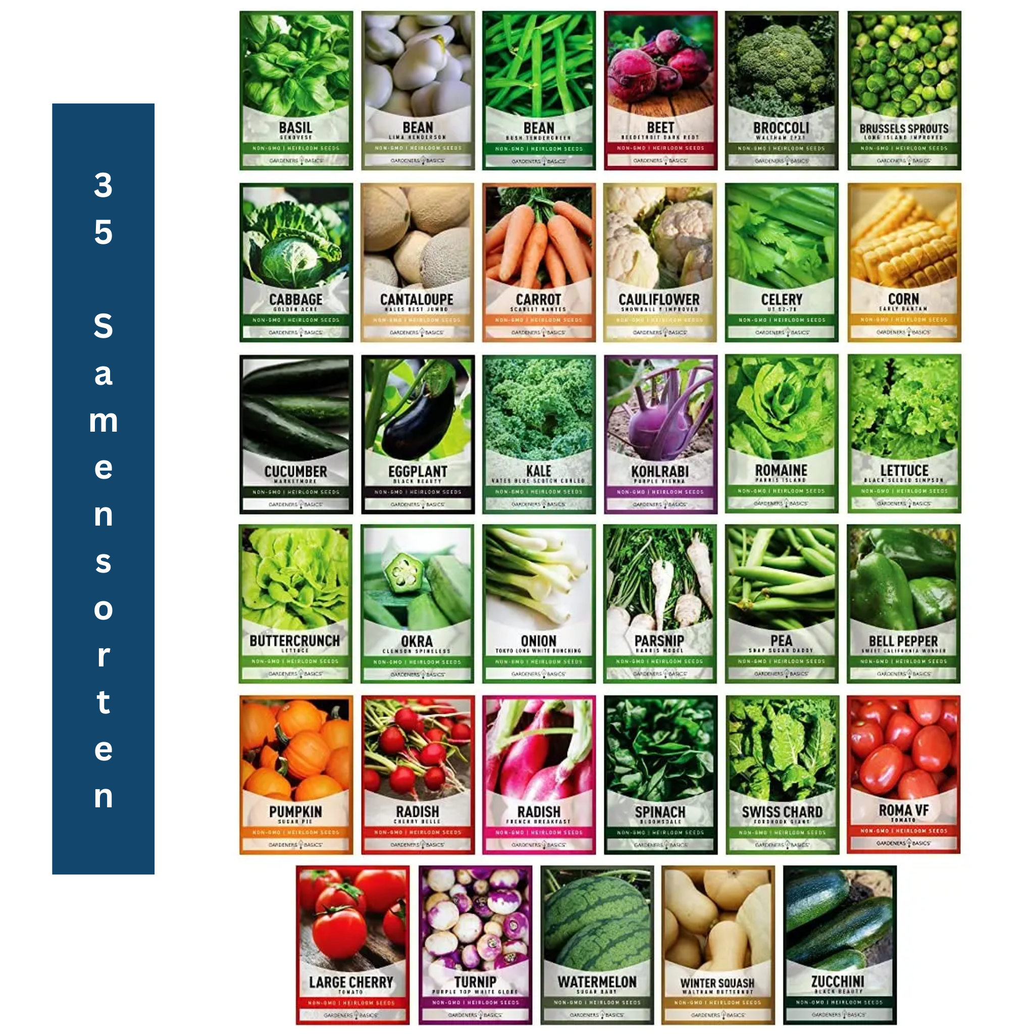 Survival Garden Set – 35 Organic Varieties, 16,000+ Seeds