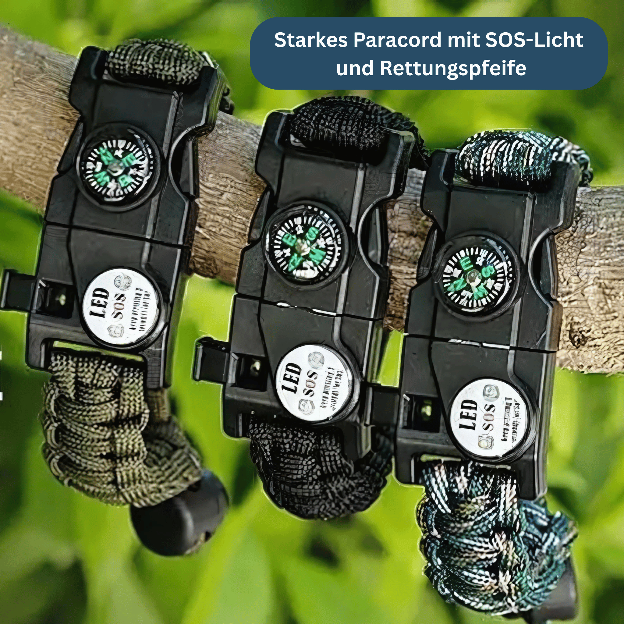 Survival Paracord Bracelet – With LED & Compass