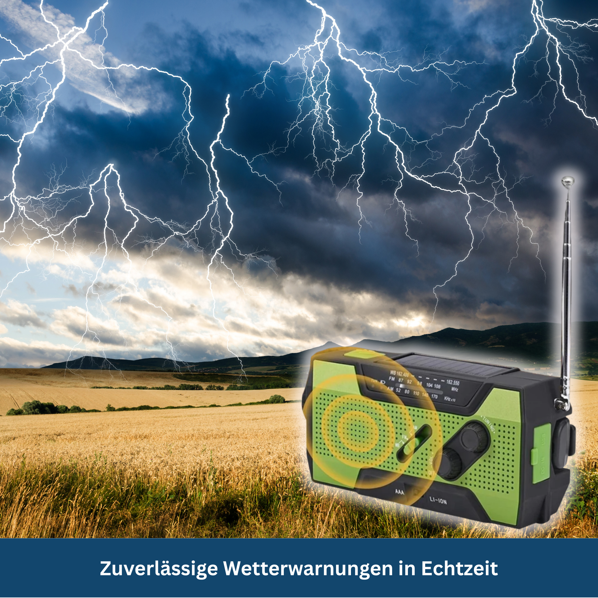 Solar Emergency Radio – All-in-One with 2000mAh Power Battery