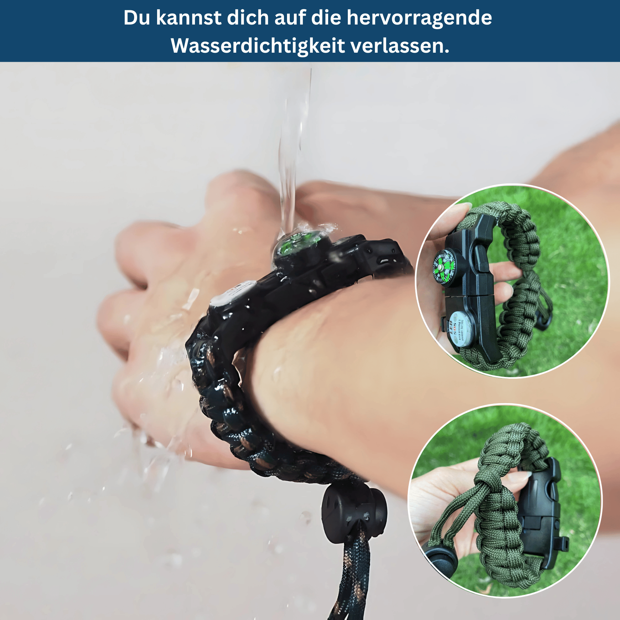 Survival Paracord Bracelet – With LED & Compass