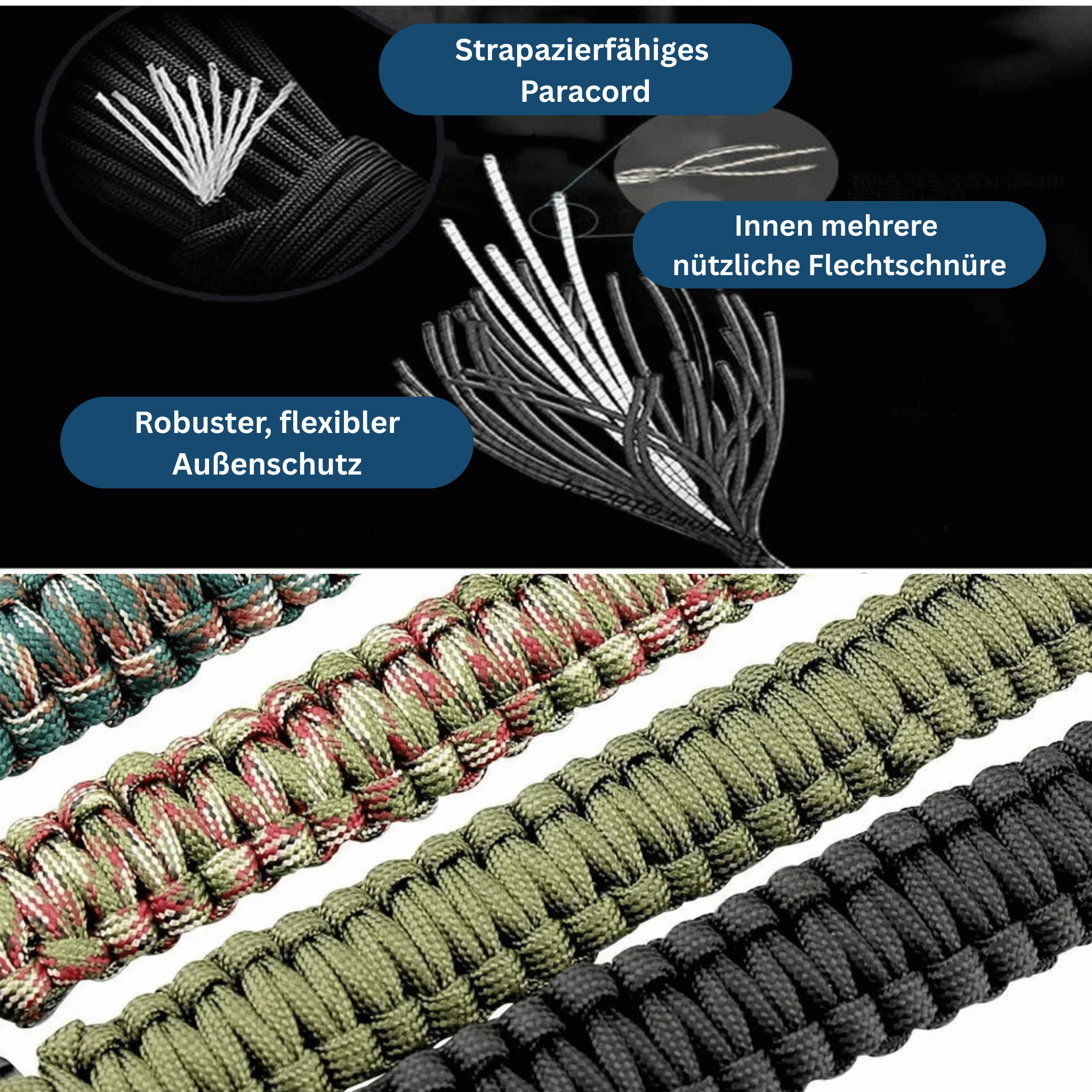 Survival Paracord Bracelet – With LED & Compass